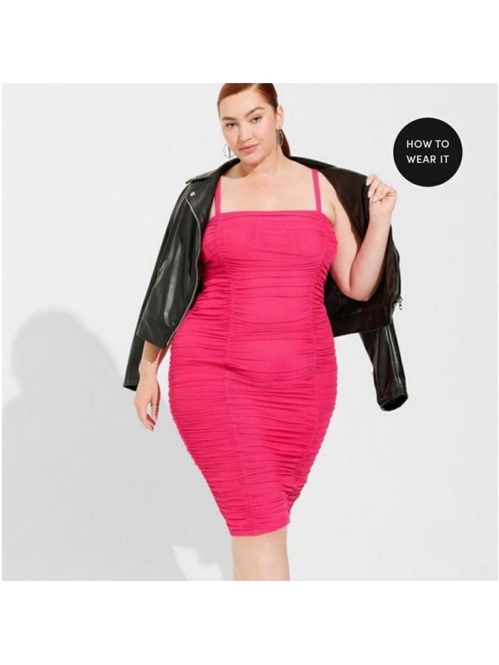 torrid Hot Pink Ruched Midi Bodycon Dress
